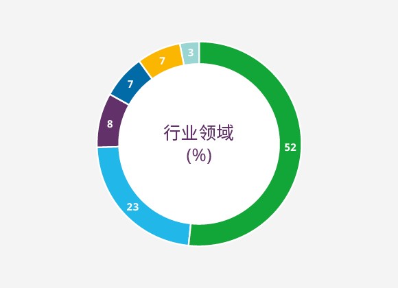 按行业领域划分早期投资组合 (%)